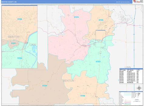 Benton County Or Wall Map Color Cast Style By Marketmaps