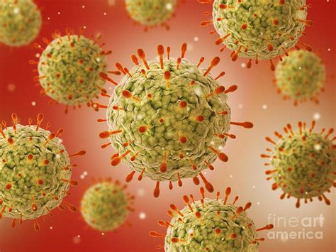 Microscopic View Of Herpes Virus 2 Digital Art By Stocktrek Images