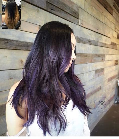 Dark Hair With Lavender Highlights Balayage Hair Lavender Hair