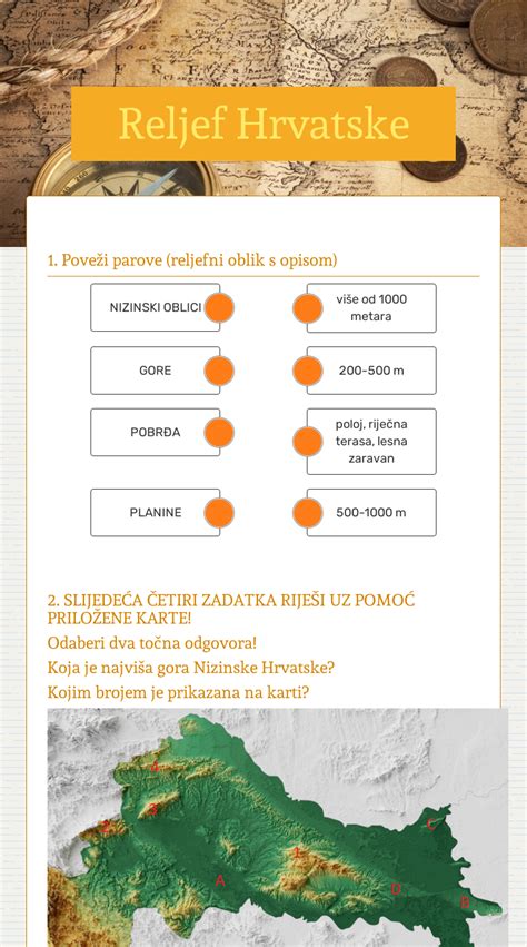Reljef Hrvatske Interactive Worksheet By Sanja Crncec Wizerme