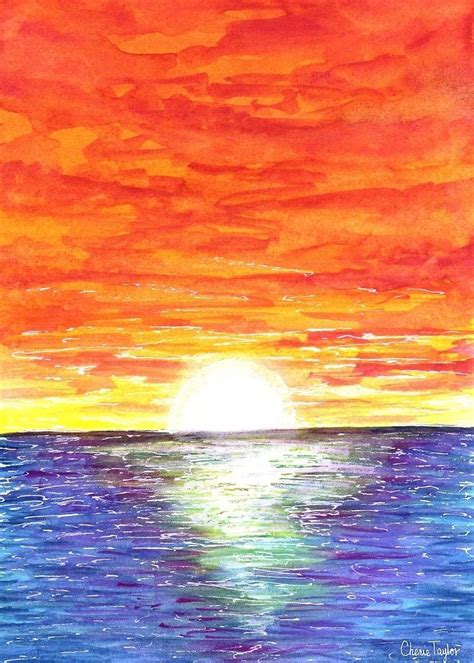 Large Ocean Abstract Painting Sunrise Seascape Painting Yellow Etsy