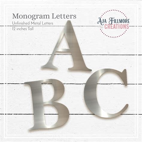 Unfinished Metal Monogram Letters 12 Inch Letters