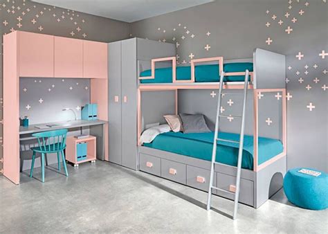 Dormitorio Infantil Con Litera Con Base De 4 Cajones Zona De Estudio