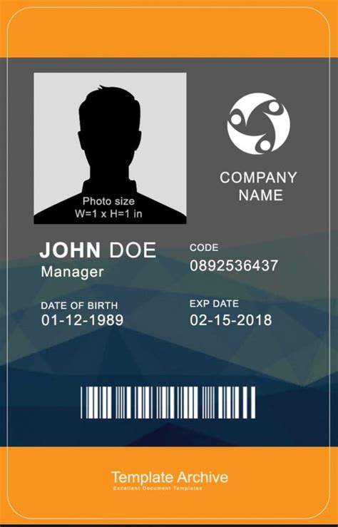 Employee Id Card Template Free Photoshop Employee Vertical Id Card