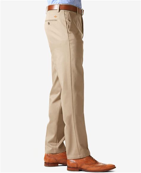 Dockers Mens Signature Slim Fit Stretch Flat Front Khakis In Natural