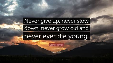 Share james taylor quotations about songs, writing and heart. James Taylor Quote: "Never give up, never slow down, never grow old and never ever die young ...
