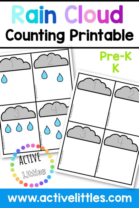 These kinds of clouds you often see are cumulus kyoomyuh lus, stratus strat us, and cirrus sir us. Rain Cloud Counting Printable - Active LittlesThese cards ...
