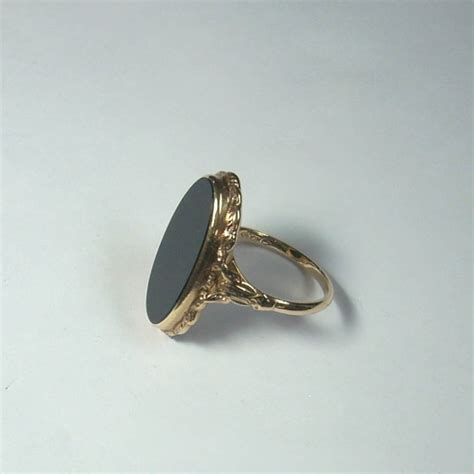 Vintage Black Onyx Ring Ladies Gemstone Ring 10k Yellow Etsy