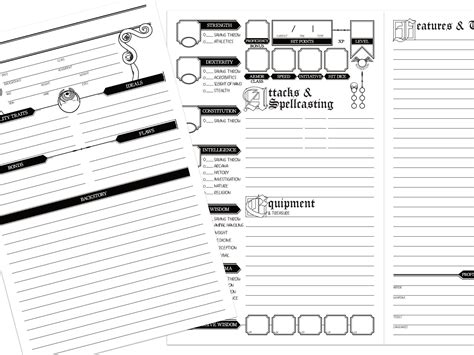 Dnd Printable Dungeons And Dragons Character Sheet Tent Cards Dm Screen