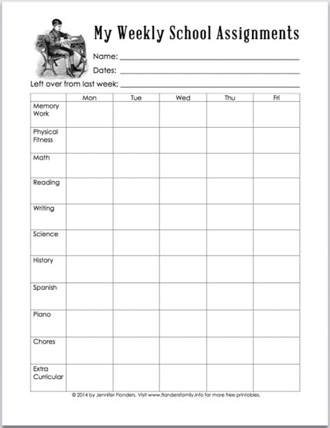 Free Printable Weekly Planner For School Assignments Great For