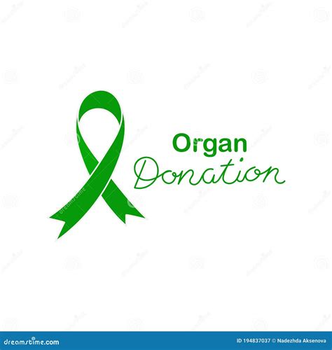 Organ Donation Handwritten Inscription Green Ribbon Transplantation