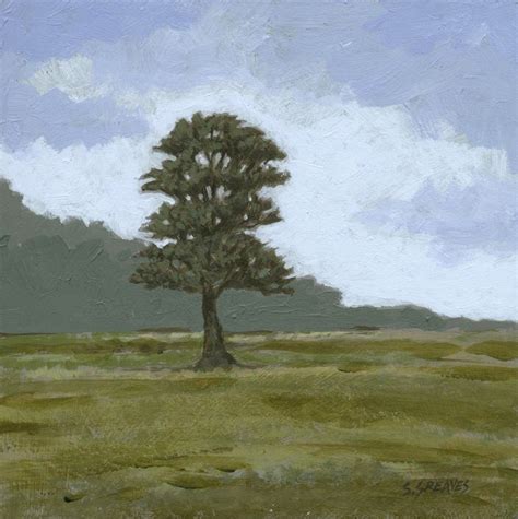 Steve Greaves Tree At Dryslwyn Original Painting Acrylic On