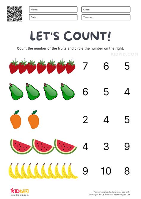 Counting Numbers Worksheet