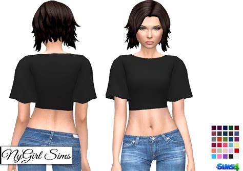 Nygirl Sims 4 Flare Sleeve Crop Top