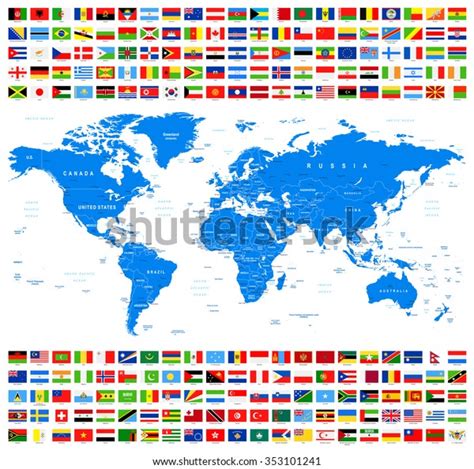All Flags World Map Vector Collection Stock Vector Royalty Free