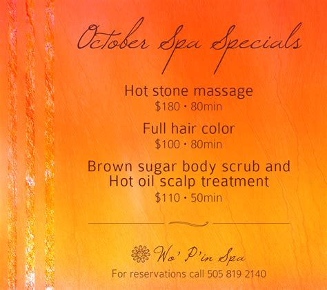 October Spa Specials Relax With Us This Fall Spa Specials Brown