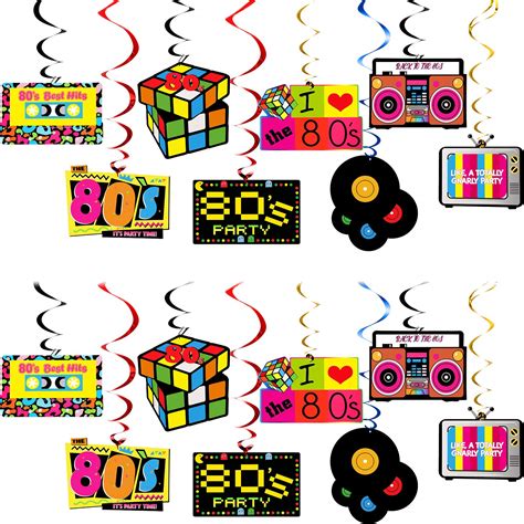 Buy 30 Pieces 80s Party Background Decorations Kit Hanging Swirls
