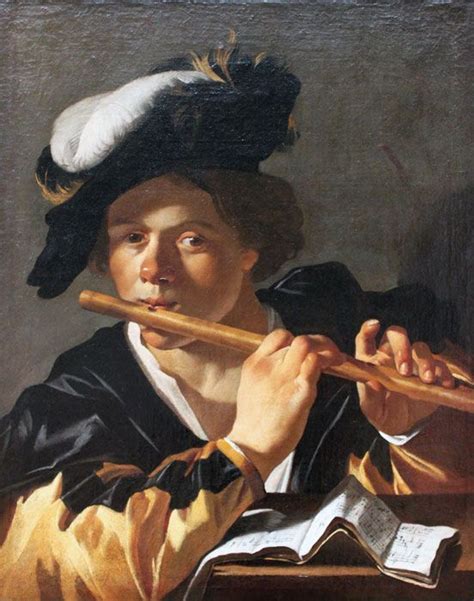 Dirck Van Baburen Flütçü Portrait Painting Art Music Baroque