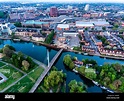 Aerial photograph of Reading, Berkshire, UK, taken at sunrise ...