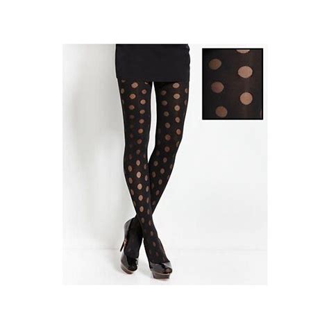 Hue Opaque With Sheer Dot Control Top Tights Liked On Polyvore Featuring Intimates Hosiery