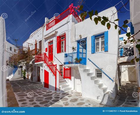 Greece Mykonos Typical Architecture Stock Image Image Of Facades