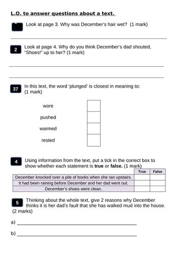 Year 6 Reading Questions Comprehension Sats Questions Practice