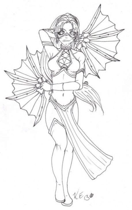 Kitana From Mortal Kombat Coloring Page To Print Online Sketch Coloring