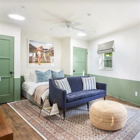 Breakfast Room Green Painted Half Walls Color Blocking Hello Lovely