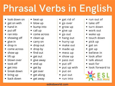 Most Common Phrasal Verbs What Are Phrasal Verbs Esl Kids World