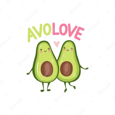 Premium Vector Cute Avocado Couple In Love Two Avocado Halves
