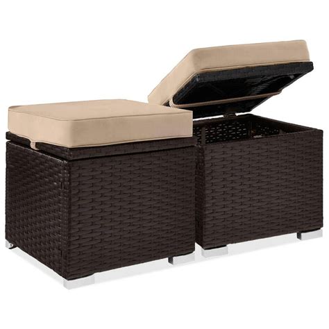 Best Choice Products Brown Wicker Outdoor Ottoman Multi Purpose