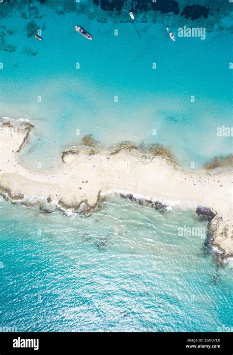 Aerial View Of Ibiza With Sandy Coast Between Sea In Sunlight In Spain Stock Photo Alamy