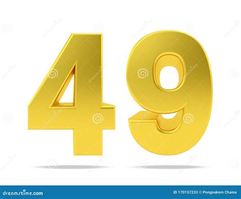 Gold Metal Number 49 Forty Nine Isolated On White Background 3d