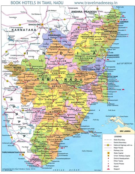 South India Tamil Nadu India Map Tourist Map