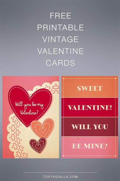 Free Printable Vintage Valentine Cards 1 Tortagialla