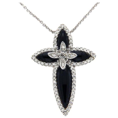 Every bride would certainly love to adorn herself with our diamond set on her big day. 0.21 Carat Diamonds 14 Karat Yellow Gold with Onyx Cross ...