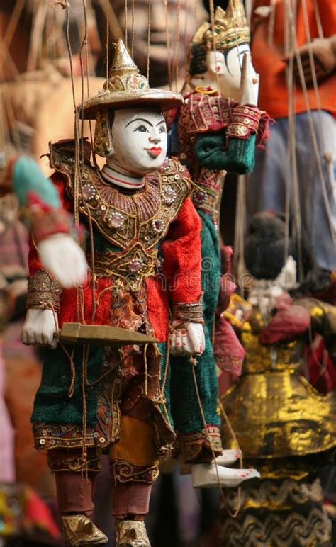 Photo About A Selection Of Wooden Burmese Puppets In Traditional