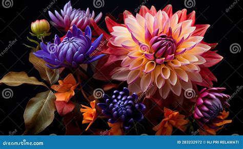 Floral Symphony. Harmonious Blend of Colorful Blooms Stock Illustration