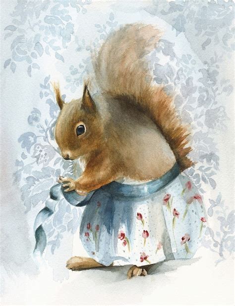Squirrel Art Squirrel Art Print Squirrel Painting Squirrel Etsy