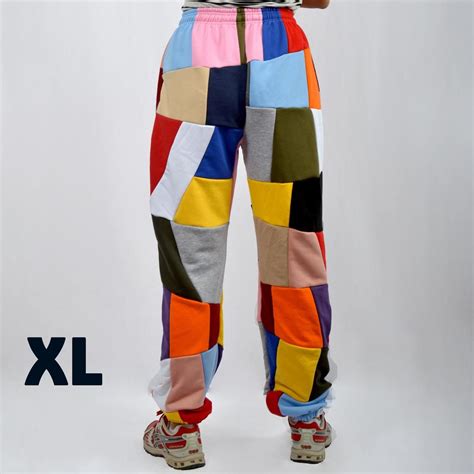 Unique Colorful Patchwork Sweatpants High Quality Fabric Etsy
