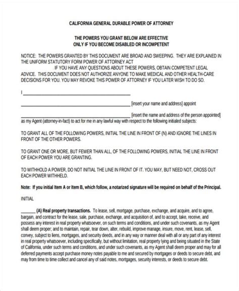 Free 24 Printable Power Of Attorney Forms In Pdf Ms Word