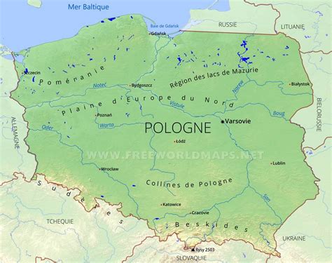 La pologne occupe une superficie de 312 680 kilomètres carrés. Carte de Pologne