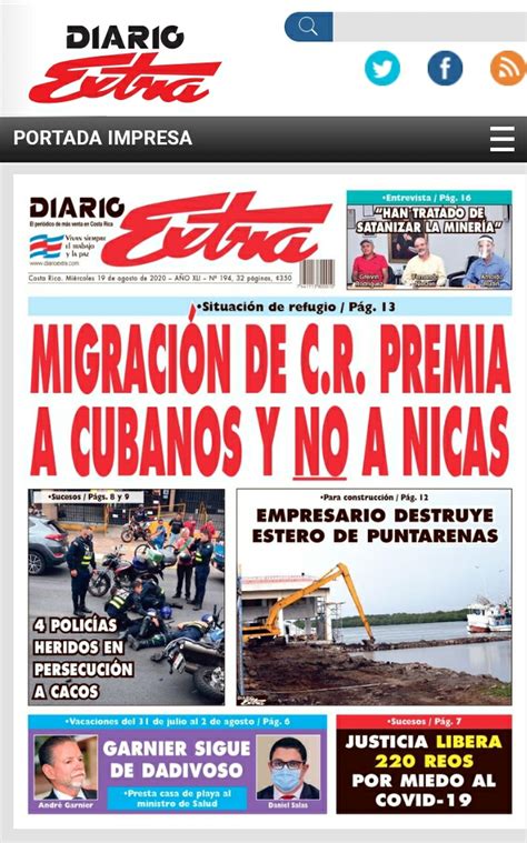 Portada Diario Extra MiÉrcoles 19 De Agosto 2020 Diario Extra 250