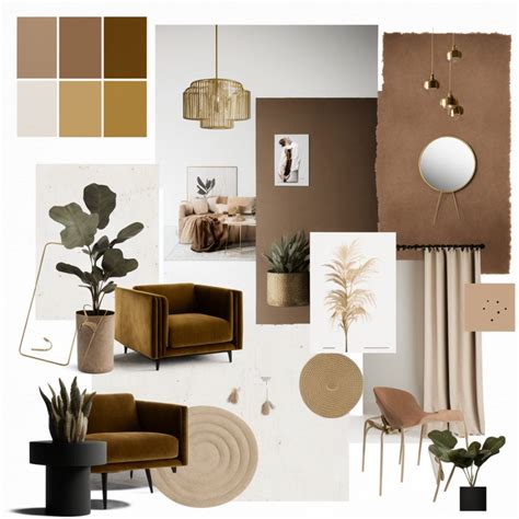 Neutral Style Interior Design Moodboard Template Digital Print Neutral