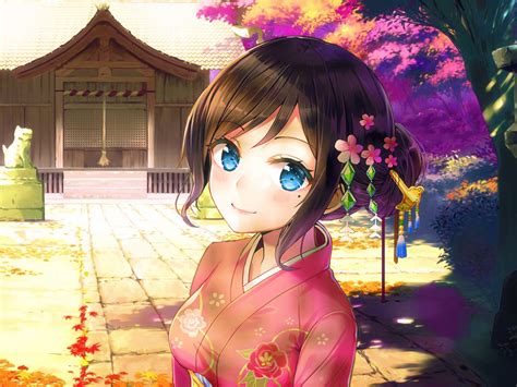 Download 1600x1200 Wallpaper Blue Eyes Cute Anime Girl Original