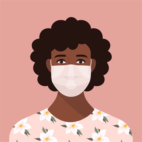 Portrait Of A Black Woman Wearing A Face Mask 1220910 Vector Art At