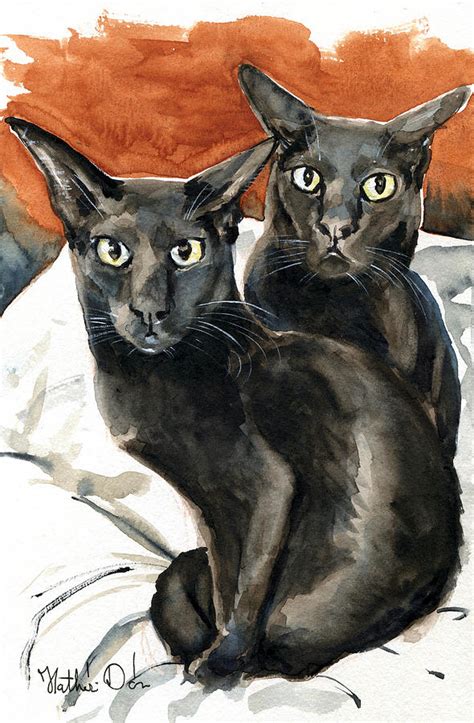 Partners In Crime Black Oriental Cat Painting Painting By Dora