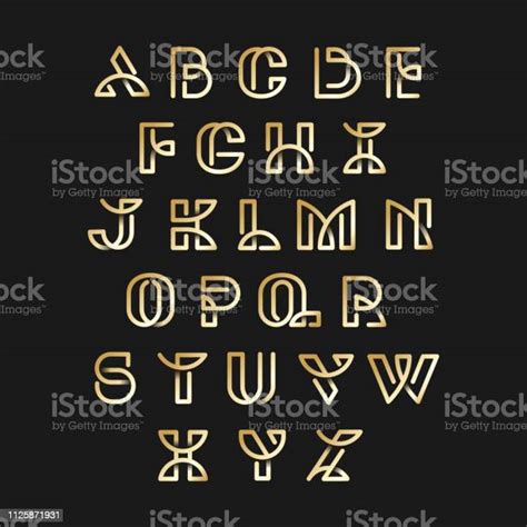 Golden Retro Alphabets Vector Set Stock Illustration Download Image
