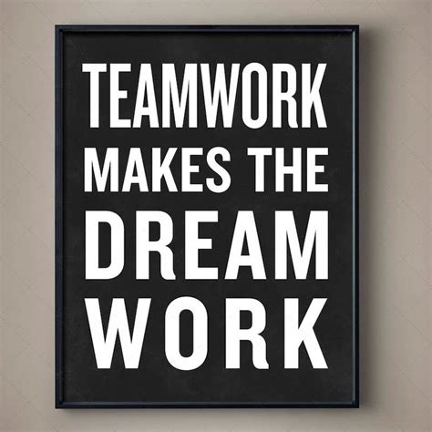 Teamwork Makes The Dream Work Typography Poster Typographic Etsy