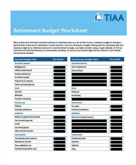 Https://tommynaija.com/worksheet/tiaa Retirement Budget Worksheet